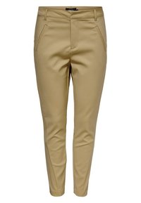 Beiga skräddarsydda byxor med en slät yta, som har två framfickor och en slim fit-design. Lämpliga för avslappnad eller semi-formell klädsel.