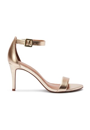 SIGNATURE LEATHER MID HEEL SANDALS - Sandali z visoko peto - gold