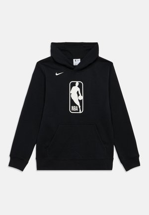 Felpa con cappuccio nera in misto cotone, con tasca frontale e una grande stampa del logo NBA bianco sul petto. Logo Nike sulla spalla sinistra.