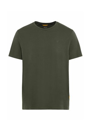 Olivenfarvet kortærmet t-shirt lavet af blødt bomuld. Har en rund halsudskæring og et lille logo på brystet. Casual pasform.