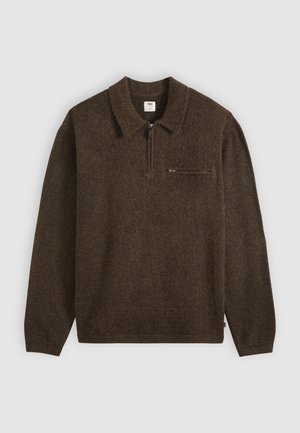 Levi's®, BOULDER COLLARED HALF ZIP - Svetrík - hot fudge heather