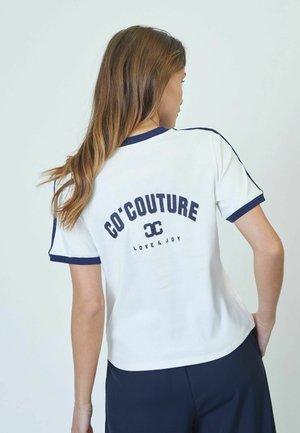 EDGECC STRIPE V-TEE - Print T-shirt - navy