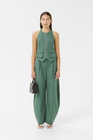 CALLIA BARREL PANTS - Püksid - posy green melange