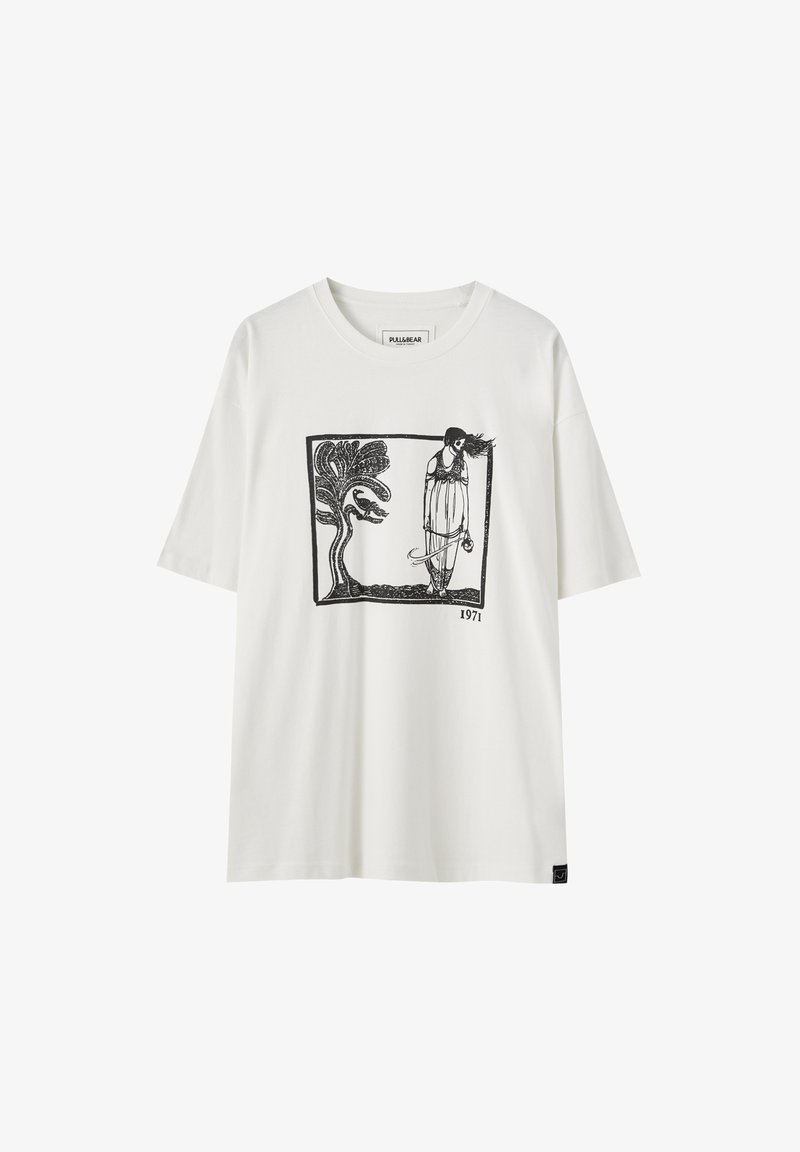 Pull Bear Mit Motiv Von Frau Und Baum Print T Shirt White Zalando De
