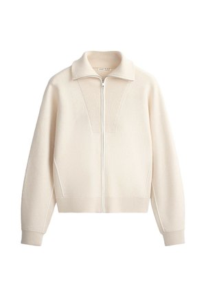 OYSHO, HIGH-NECK MIXED KNIT JACKET - Gilet - ecru