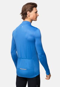 Langsleeve sportshirt in felblauw, gemaakt van rekbare stof met een gestructureerde afwerking, met een hoge hals en een achterzak.