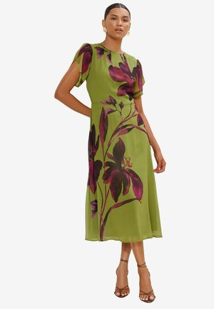 Lipsy, FLORAL PRINT FIT AND FLARE MIDI DRESS - Freizeitkleid - olive green