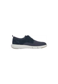 Zapatillas azul marino con parte superior de malla texturizada y acentos de ante, presentando una suela de goma blanca y una pestaña trasera para facilitar su colocación.