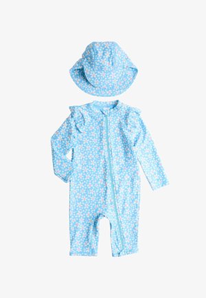 Marks & Spencer, 2 PIECE DAISY ALL IN ONE SWIMSUIT AND HAT (0-5 YEARS) UNISEX - Badeanzug - blue mix