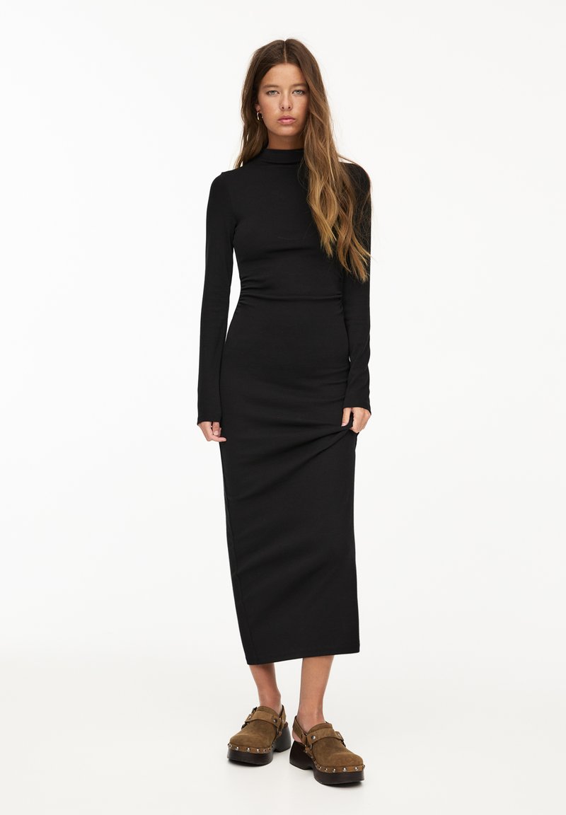 PULL&BEAR - LONG SLEEVE-MIDI - Džersejové šaty - black, Zväčšiť