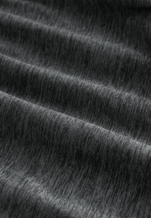 Textured black fabric with a subtle, varied pattern. The surface appears soft and stretchy, showcasing wavy folds and natural light reflections.