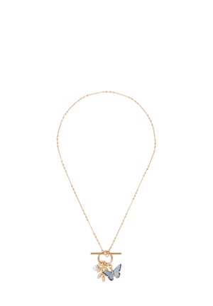 Enamel Blue Butterfly & Leaf - Kaulakoru - gold coloured