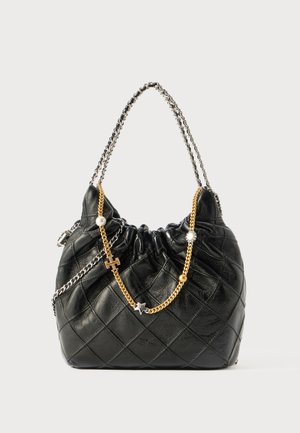 FLEMING DISTRESSED MINI HOBO BAG - Sac bandoulière - black