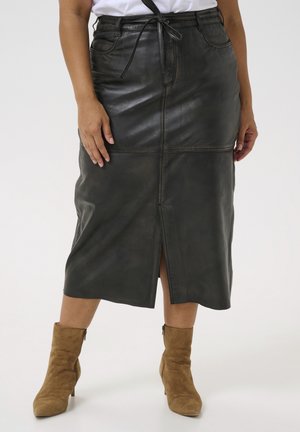 Puzdrová sukňa - black washed leather