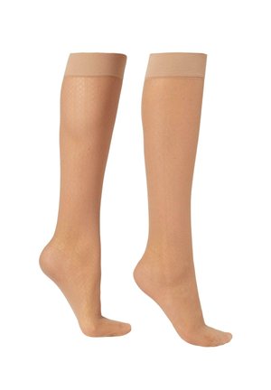 Calzedonia DIAMOND PATTERNED - Chaussettes hautes - elixier-naturfarben senkrechtes rautenmuster eco