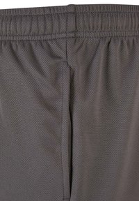 Grå idrottsshorts i ett ventilerande meshmaterial, med en elastisk midja och minimala sömnadsdetaljer.