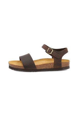 Frau Shoes, OILED NUBUCK SANDALS WITH CORK FOOTBED - Sandali - dark brown