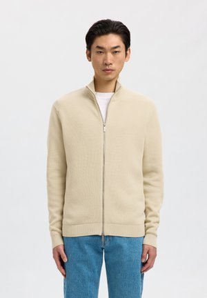 Selected, SLHDANE FULL ZIP - Chaqueta de punto - oatmeal