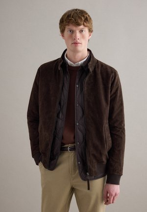 REGULAR FIT WITH FULL ZIP - Leren jas - dark brown