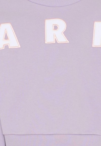 Felpa lilla chiaro con lettere ricamate bianche "A R I" sul davanti, con scollo a coste e polsini delle maniche a coste.