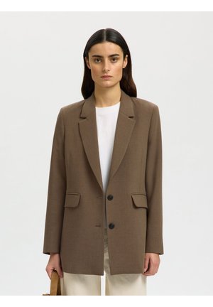 SLFRITA LS RELAXED MEL NOOS - Kurzmantel - chocolate chip detail:melange