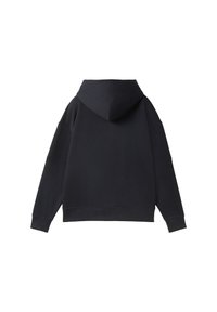 Felpa nera con una texture morbida, taglio oversize e un ampio cappuccio. Presenta spalle scese e polsini a coste sulle maniche e sull'orlo.