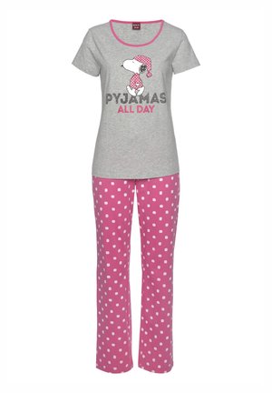 PEANUTS - Pyjamas - grau meliert pink gepunktet