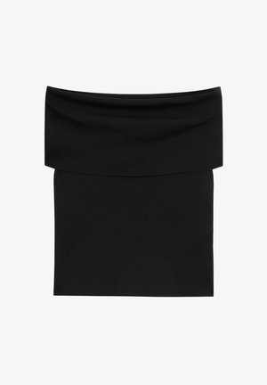 Massimo Dutti, OFF-THE-SHOULDER TOP - T-shirt con stampa - black