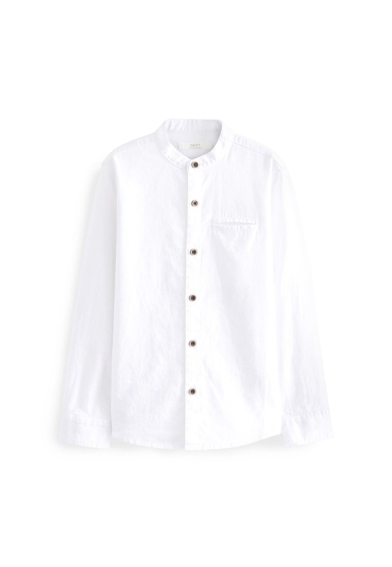 Next - GRANDAD COLLAR LONG SLEEVE STANDARD - Vapaa-ajan kauluspaita - white linen blend, Suurenna