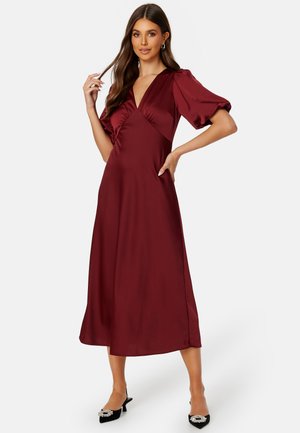 PUFF SLEEVE SATIN MIDI DRESS - Freizeitkleid - mauve