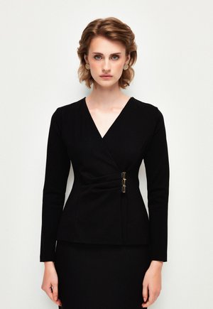 BUCKLE DOUBLE BREASTED  - Pusero - black