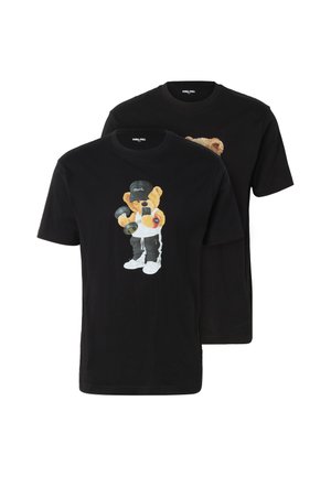 Chill Pill BOX BEAR / MUSCLE BEAR 2 PACK T-SHIRT - T-shirt imprimé - black black