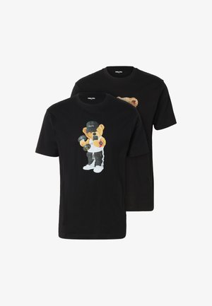 Chill Pill BOX BEAR / MUSCLE BEAR 2 PACK T-SHIRT - T-shirt imprimé - black black