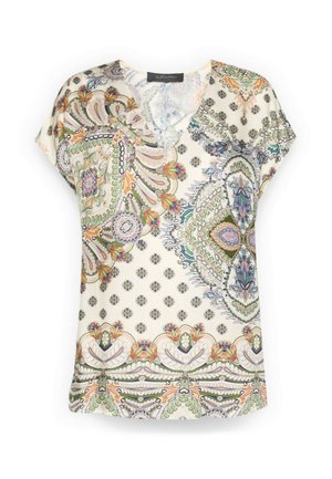 Elena Mirò, BLUSA STAMPATA CON SCOLLO A V - Blouse - beige