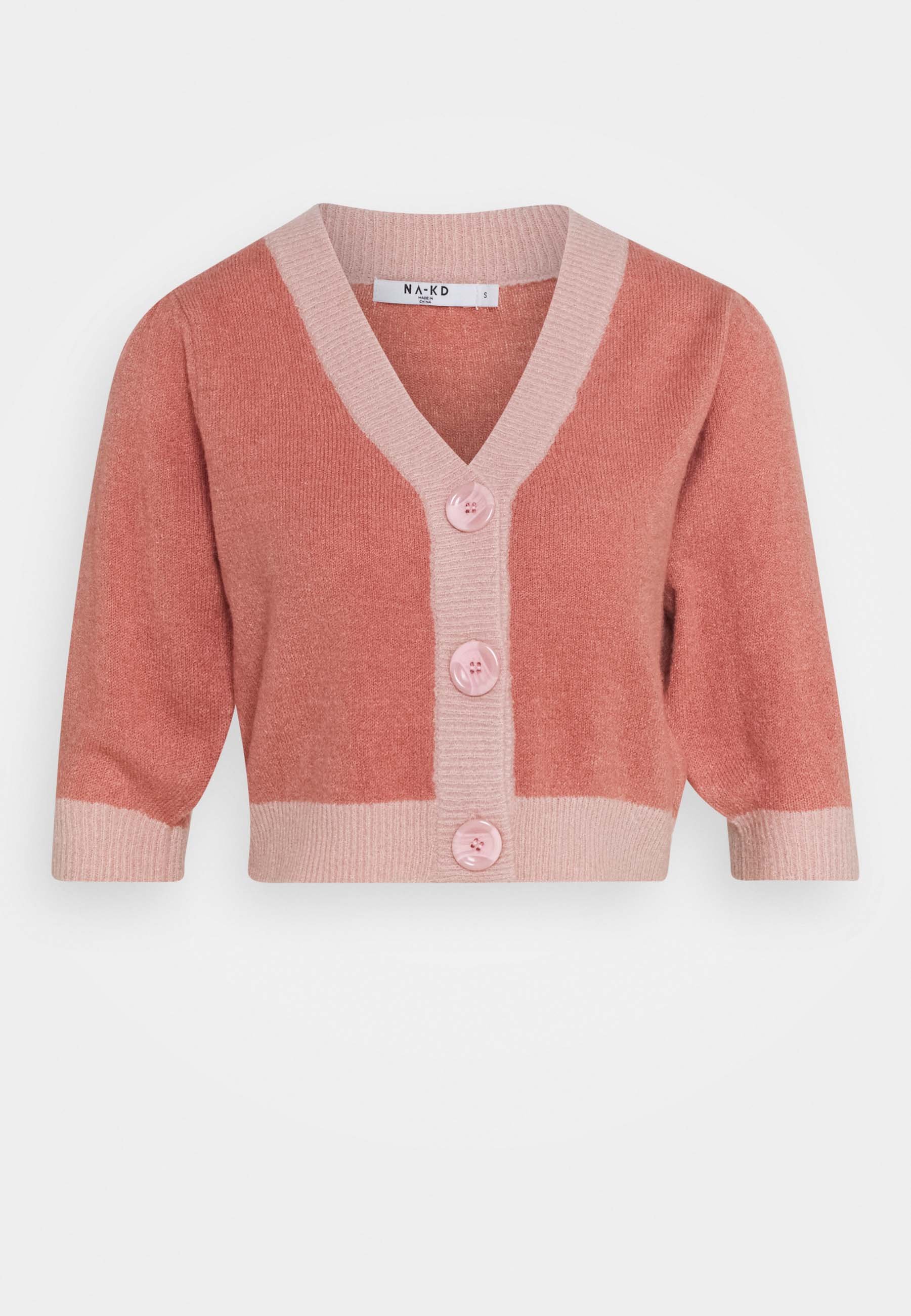 Na Kd Button Cropped Cardigan Strickjacke Pink Zalando De