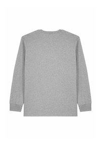 Graues Langarmshirt aus einem Baumwollmischgewebe. Mit rundem Ausschnitt und gerippten Bündchen. Ohne sichtbare Logos oder Muster.