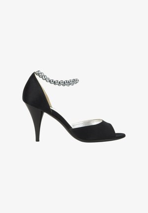CHANEL, CLOTH HEELS BLACK - Talons hauts à bout ouvert - black