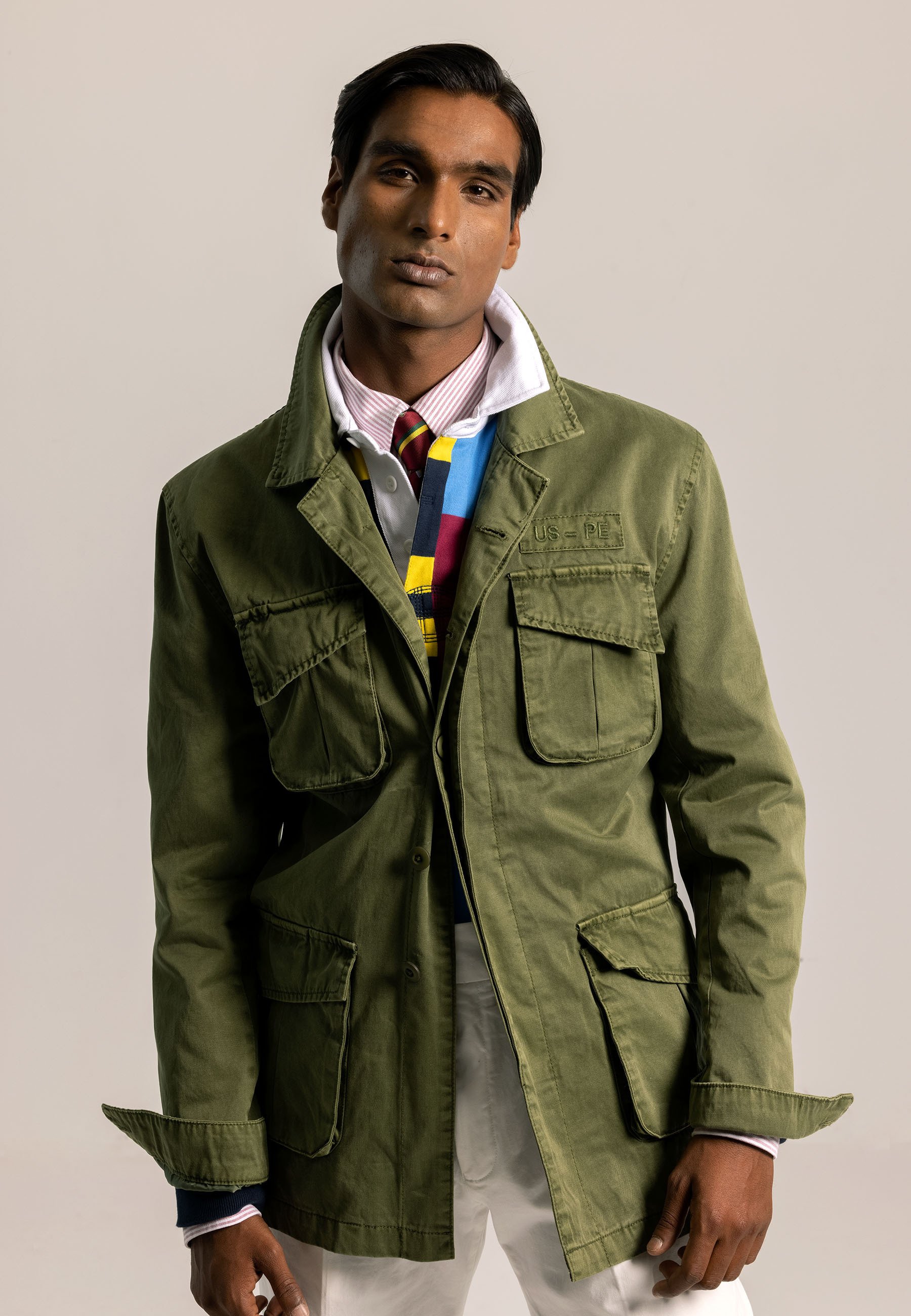 PuroEgo CHAQUETA MILITAR - Chaqueta fina - verde militar/caqui -