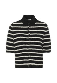 Strickjacke - black ivory striped