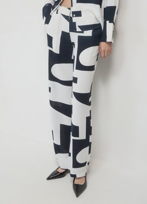 Calliope PALAZZO STAMPA LETTERING - Pantalon classique - var bianco lana