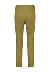 Olivově zelené kalhoty se slim fit, s dvěma zadními kapsami a hladkou texturou. Navrženy s rovně střiženými nohavicemi.