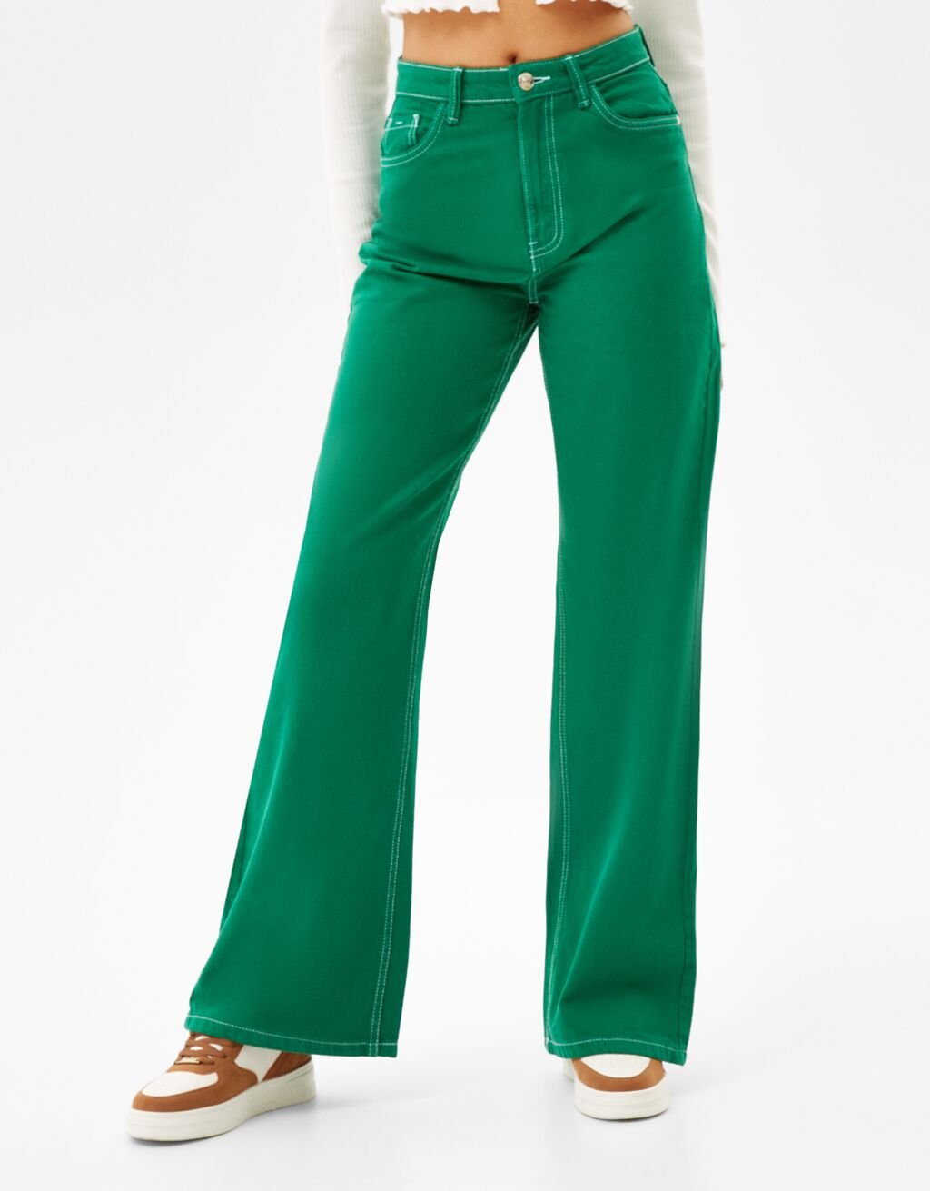Bershka WIDE LEG - Jeans a zampa - green/verde - Zalando.it
