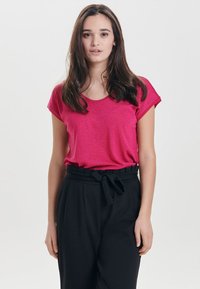 ONLY ONLSILVERY V NECK NOOS - T-paita - pink
