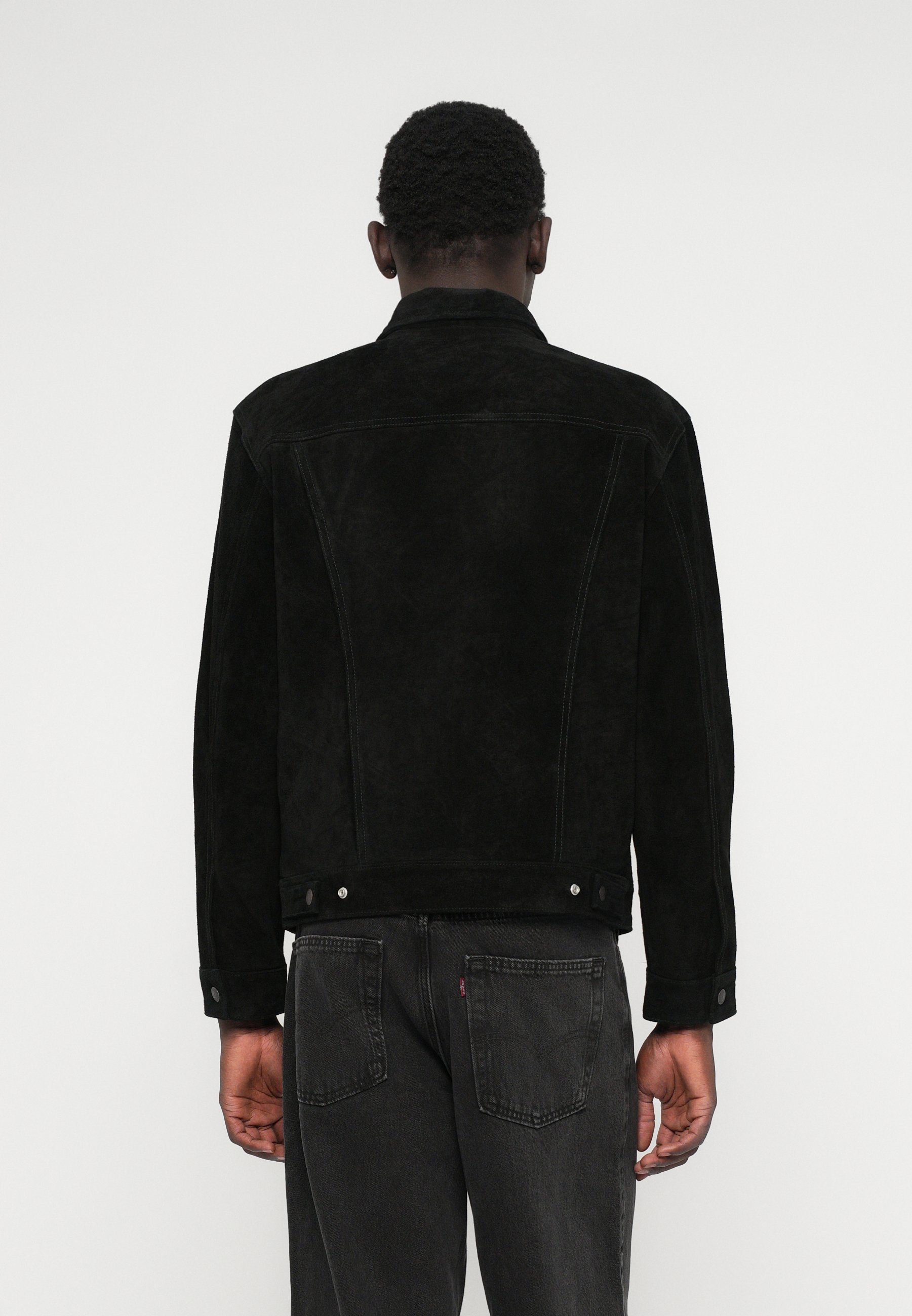 Levi's® HIGHLAND TRUCKER - Leather jacket - dark blue/dark-blue