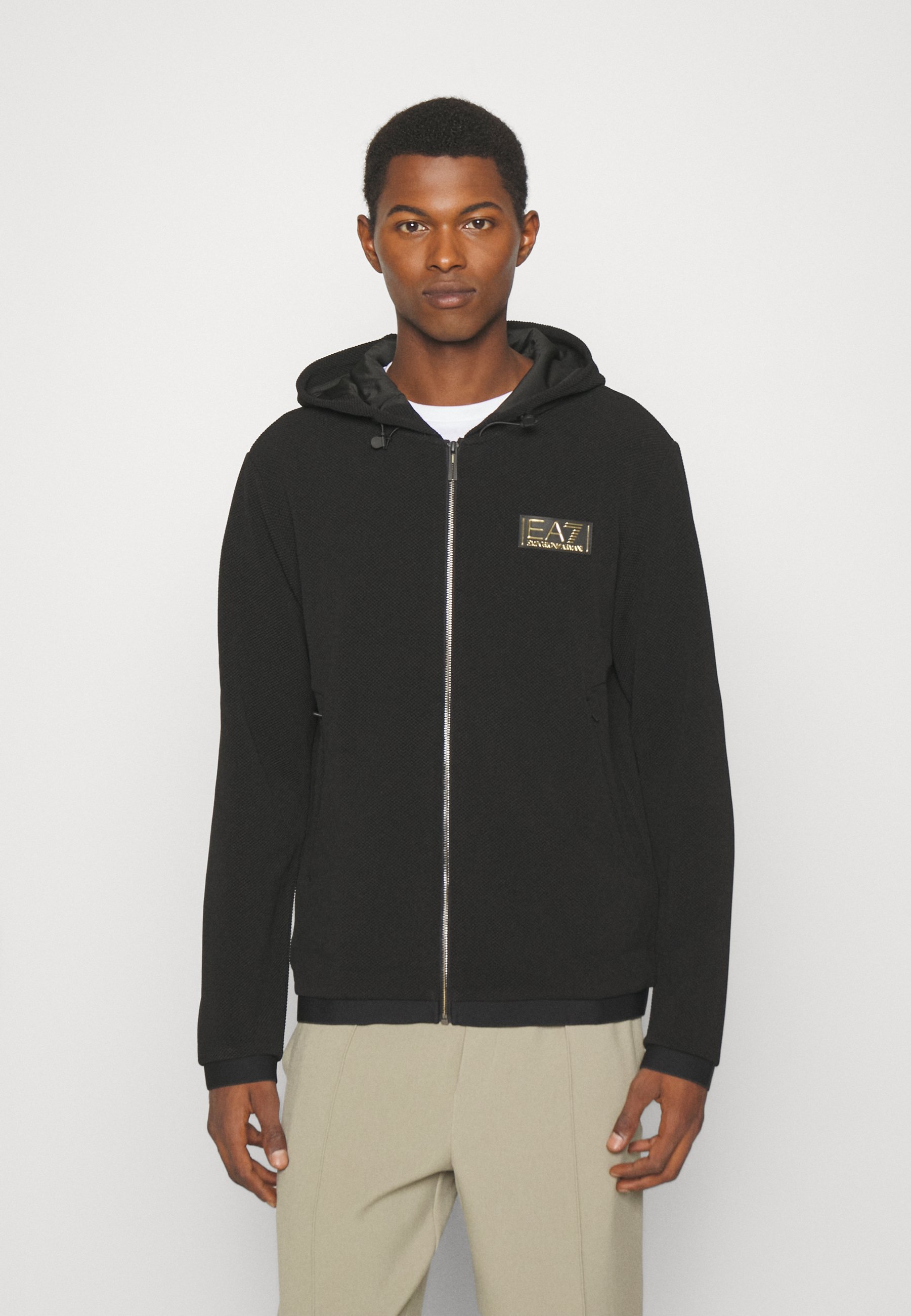 black armani zip hoodie