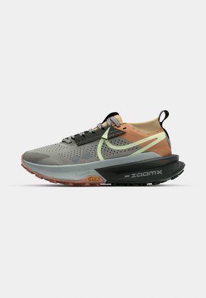 Nike Performance ZOOMX ZEGAMA TRAIL 2 - Trail running shoes - college grey/barely volt/sequoia/white onyx/apricot agate