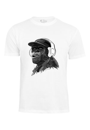 MONKEY MIT DJ KOPFHORER - Print T-shirt - weiss