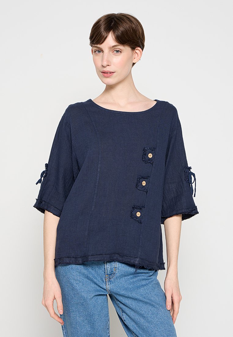 Le Monde du Lin Blouse donkerblauw