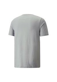 Light gray t-shirt with short sleeves, round neckline, and a smooth texture. Back view shows a simple, unadorned design without embellishments.