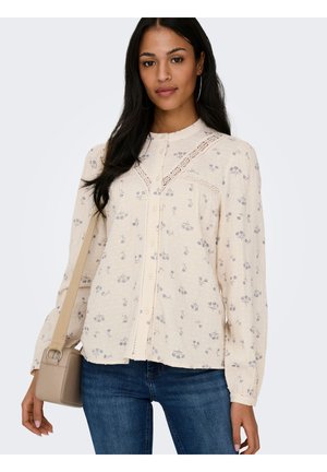 ONLLARI FLOWER - Užsagstoma palaidinė - cloud dancer aop:emb